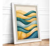 Flowing Tide Minimalist Framed Wall Art Print A4 (29.7×21cm) White, Wall