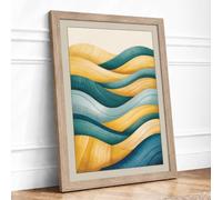 Flowing Tide Minimalist Framed Wall Art Print A4 Oak