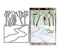 Flowing Water Background Panel Die Cuts for Card Making, Trees Border Metal Cutting Dies for Paper Scrapbooking, DIY Stencils for Album Party Wedding Festivals Decoration