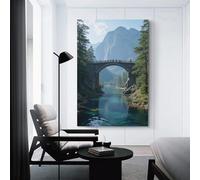 Flowing Water Bridge Artistic Wall Art Painting The Picture of Animal Print On Canvas Artwork Pictures For Home Living Room Modern Decor Decoration 20x30inch(50x75cm)