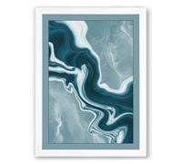 Flowing Waterways Abstract Framed Wall Art Print A3 (42×29.7cm) White, Wall Decor for Living Room, Bedroom, Office & Home, Ready to Hang, Art Gift