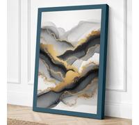 Flowing Waves in Gold Canvas Wall Art Print 18x12 Inch (46 x 30 cm)