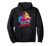 Flowing With Creativity Sailboat Design Pullover Hoodie