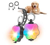 flowlamp 2 Pack Dog Lights for Night Walking, 4 Modes Rechargeable Dog Collar Light for Nighttime Clip On, IP65 Waterproof and Durable Silicon Band Safety Lights for Pet Collar