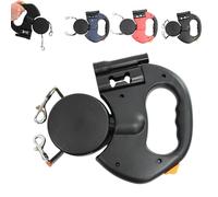 Flowleash Double Ended Leash,Pet Leashes with LED Flashlight,360-Degree Tangle-Free Dog Walking Belt with Heavy Duty 3M Retractable Strap,Poop Bags Holder,Anti Slip Lightweight Handle (Black)