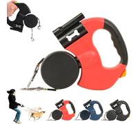 Flowleash - Flow Leash Double Ended Leash, 360°Anti-Tangle Swivel Double Retractable Dual Dog Leashs, Portable Traction Rope Cord for Small to Large Dogs (Red)