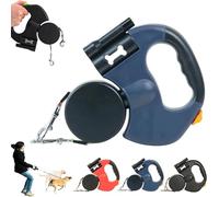 Flowleash - Flow Leash Double Ended Leash, 360°Anti-Tangle Swivel Double Retractable Dual Dog Leashs, Portable Traction Rope Cord for Small to Large Dogs (Blue)