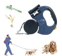 Flowleash - Flowleash Double Ended Leash, 360°Anti-Tangle Swivel Double Retractable Dual Dog Leashs, Pet Leashes with Poop Bags and LED Light for Small & Medium Dogs (Blue)