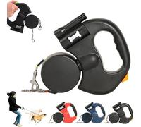Flowleash - Flowleash Double Ended Leash, 360° Swivel Double Retractable Dual Dog Leashs, with Rotating Handle & Flashlight, for Small to Large Dogs (Black)