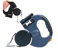 Flowleash - Flowleash Double Ended Leash, Double-Ended Retractable Leash for Small to Large Dogs, with Heavy Duty 3M Retractable Strap, Poop Bags & Light, 360 Tangle-Free (Blue)