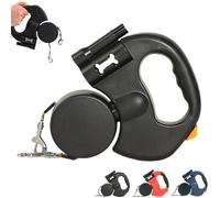 Flowleash - Flowleash Double Ended Leash, Double Retractable Dog Leash, Dual Dog Leashs With Tangle-Free Swivel & Led Light, 360° Anti-Slip Lightweight Handle, For Small To Large Dogs (Black)
