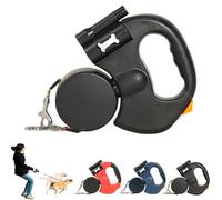 Flowleash - Flowleash Double Ended Leash, Double Retractable Dog Leash, with Rotating Handle & FLASHLIGHT, Portable Traction Rope Cord for Small to Large Dogs (Black)