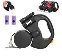Flowleash - Flowleash Double Ended Leash, Double Retractable Dog Leash, With Tangle-Free Swivel & Led Light, 3 Meter Tangle-Free Leashs, For Small To Large Dogs (Black)
