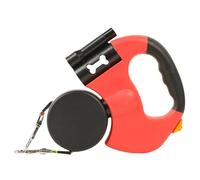Flowleash - Flowleash Double Ended Leash,Double Retractable Leash,360° Anti-Slip Lightweight Handle, with Heavy Duty 3M Retractable Strap, Poop Bags & Light(Red)