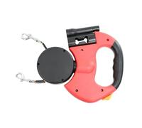 Flowleash - Flowleash Double Ended Leash,Flowleash Double Retractable Dog Leash with Anti Slip Lightweight Handle,Heavy Duty 3m Retractable Strap and LED Flashlight (Red)