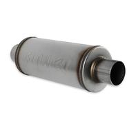 Flowmaster 72619 FlowFX 3" Inlet and Outlet Muffler, 6" Round Body, Moderate Sound 409 Stainless Steel