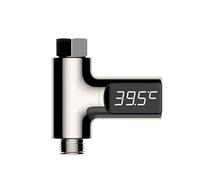 Flowmeters, LED Display Household Water Shower Thermometer 5-85℃ Flow Self-powered Water Thermometer Monitoring Baby Care Energy Smart Meter(A)
