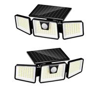 FLOWood 156 LED Solar Lights for Outdoor Use, IP65 Motion Sensor, Rotating Solar Garden Lights, Super Bright Outdoor Garden Sconces, Pack of 2