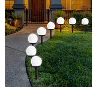 FLOWood Solar Globe Garden Light - Outdoor IP44 LED Ball Stake Light for Path & Lawn, Cool White, Auto On/Off