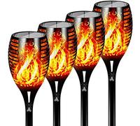 FLOWood Solar Lights Outdoor Garden, 4 Pack 96LED Large Solar Torch Lights, Dancing Flickering Flame Solar Lights Outdoor Dusk to Dawn, IP65 Waterproof Pathway Lights for Garden Patio Yard Lawn