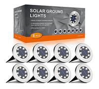 FLOWood Solar Lights Outdoor Garden, 8 H Working 600mAh Solar Floor Lights Outdoor Solar Ground Lights IP65 Waterproof 8 LED Solar Path Lights for Garden Lawn Pathway Patio White 8 Pieces