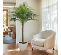 FLOWORLD Palm Tree Artificial Tropical Plant 5FT Tall Faux Plants Indoor Fake Floor Plants Decorative Palm Tree Large Office Plant Artificial Palm Trees for Home House Decor