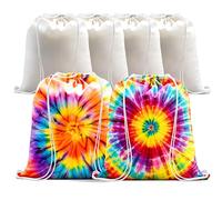 flowsac Cotton Dyeing Drawstring Bags DIY Craft for Tie Dye, White, M, Diy