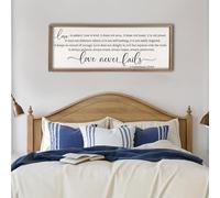 flowtorely Love is Patient, Kind Wall Art Decor 40"X15" Sign 1 Corinthians 13 Bedroom Above Bed Wall Decor Large Bible Verse Quote Scripture Christianity Hanging Sign (Wood)