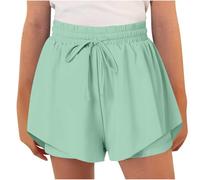 Flowy Athletic Shorts for Girls Butterfly Shorts for Kids Teens Preppy Tennis Running Athletic Short with Liner 2-in-3 Double Layer Quick-Drying Comfy Short Pants Summer Clothes 10-11 Years Blue