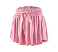 Flowy Athletic Shorts for Women Gym Yoga Workout Running Biker Spandex Butterfly Tennis Skirts Cute Clothes Summer, Pink Bb, XS