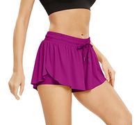 Flowy Athletic Shorts for Women Gym Yoga Workout Running Sweat Spandex Butterfly Skirt Comfy Lounge Clothes Summer, Hot Pink, XS