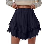 Flowy Shorts for Women Ruffle Skorts Mini Skirts High Waisted Teen Gilrs Tennis Skort Summer Shorts Navy