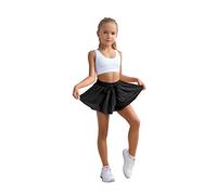 Flowy Shorts Girls Preppy Shorts 2 in 1 Butterfly Running Shorts with Pockets for Dance Gym Sports Playground, Black, 10-12 Years
