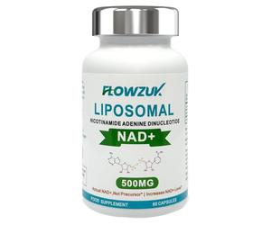 Flowzuk NAD+ Supplement - 500mg High Strength Energy Booster, Antioxidant & Anti-Ageing - Max Absorption Nicotinamide - Vegan, Non-GMO - 60 Capsules