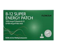 Flowzuk Transdermal Vitamin B12 Patches - with 1200mcg Methylcobalamin + 400mcg Folic Acid - 8 Topical Skin Patches for Energy - Effective B12 Supplementation for Better Absorption