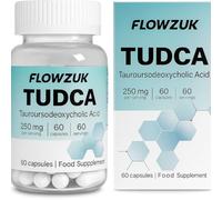 Flowzuk TUDCA Tauroursodeoxycholic Acid Supplements - Bile Salt TUDCA Supplement for Liver Support, Bile Production, Digestion & Immune System Support - 60 Capsules (250mg)