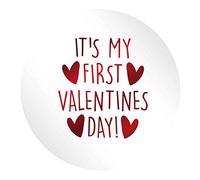 Flox Creative 15 51mm Matt Circle Stickers My First Valentines Day!