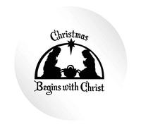 Flox Creative 48 30mm Matt Circle Stickers Christmas Begins with Christ