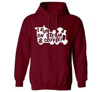 Flox Creative Adults Hoodie I Run on steam and Coffee Red Large
