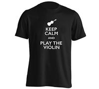 Flox Creative Adults T-Shirt Keep Calm and Play Violin Black Medium