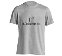 Flox Creative Adults Unisex T-Shirt I Love Bournemouth Grey Small