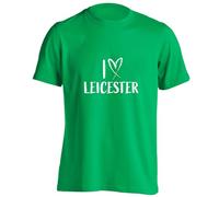 Flox Creative Adults Unisex T-Shirt I Love Leicester Green XL