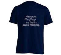 Flox Creative Adults Unisex T-Shirt Math Puns are The First Sine of Madness Navy XL