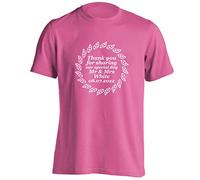 Flox Creative Adults Unisex T-Shirt Personalised Wedding Thank You Leaf Wreath Pink XL