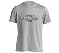 Flox Creative Adults Unisex T-Shirt Rescuer of Whisky Trapped in Bottles Grey Large