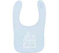 Flox Creative Baby Blue Bib All I Want Christmas Greyhound