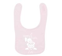 Flox Creative Baby Pink Bib Happy Easter Personalised