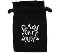 Flox Creative Black Organic Medium Drawstring Pouch Crazy Poker Dude