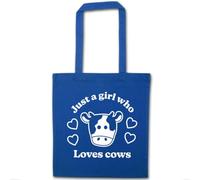 Flox Creative Blue Cotton Tote Bag Just a Girl Who Loves Cows