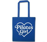 Flox Creative Blue Cotton Tote Bag Pilates Girl Heart Design